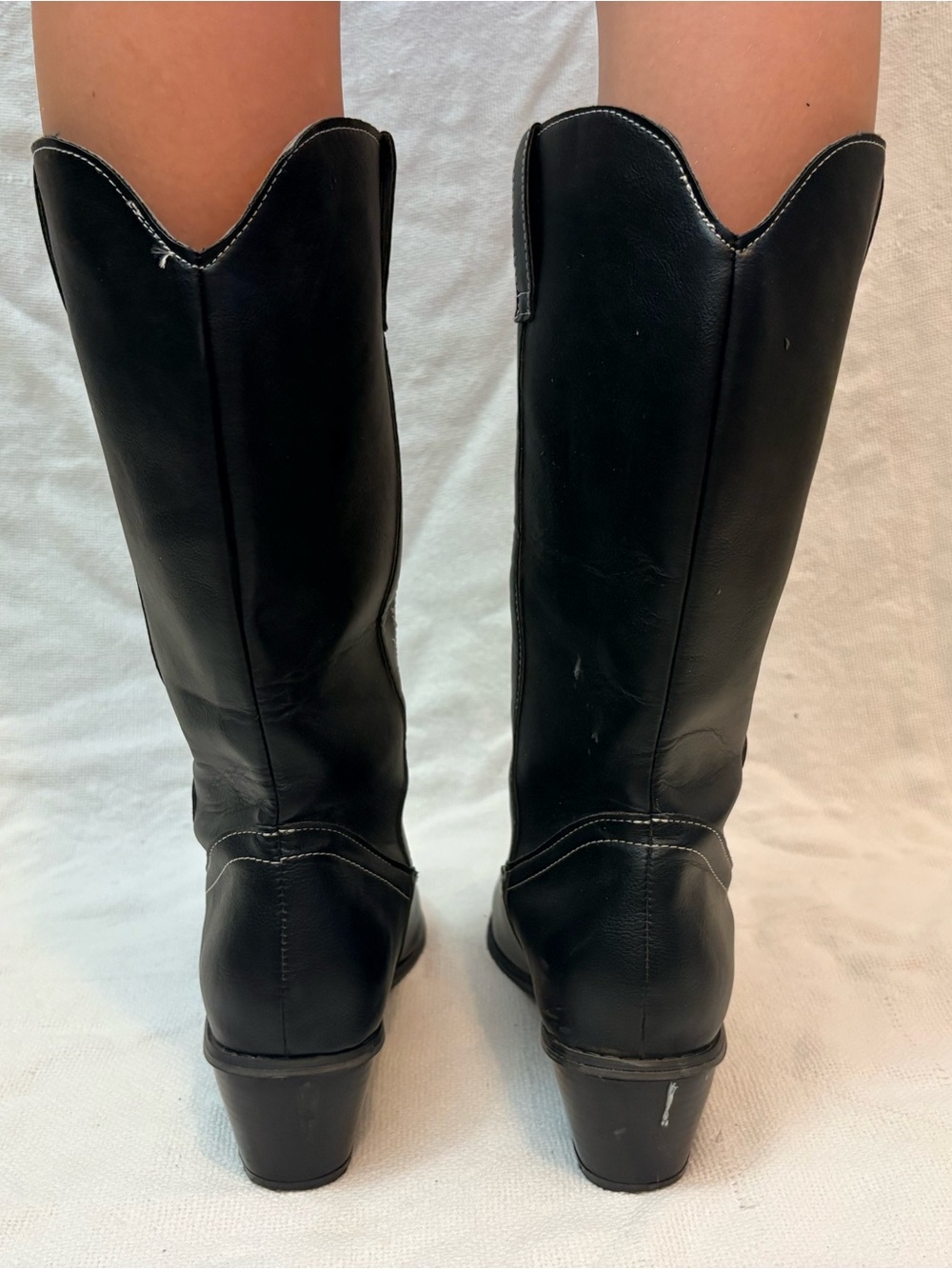 Black Embroidered Western Knee-High Boots - Picture 3 of 5